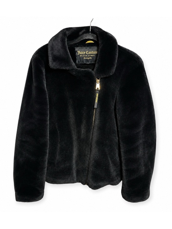 Juicy Couture Jackets & Blazers - Juicy Couture Black Label Faux Fur Jacket Black Size L Y2K Plush Zip McBling Lux